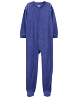 Kid 1-Piece Bear Burn Out Fleece Footie Pyjamas