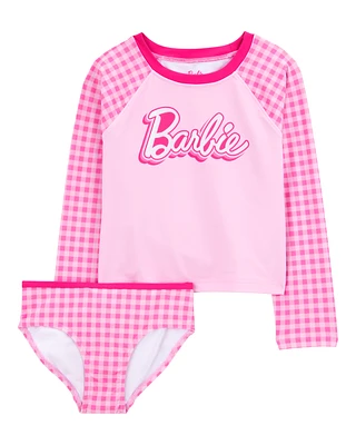 Kid Barbie™ 2-Piece Rashguard Swimsuit Set - Pink