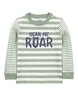 Toddler Hear Me Roar Striped Long-Sleeve Graphic Tee