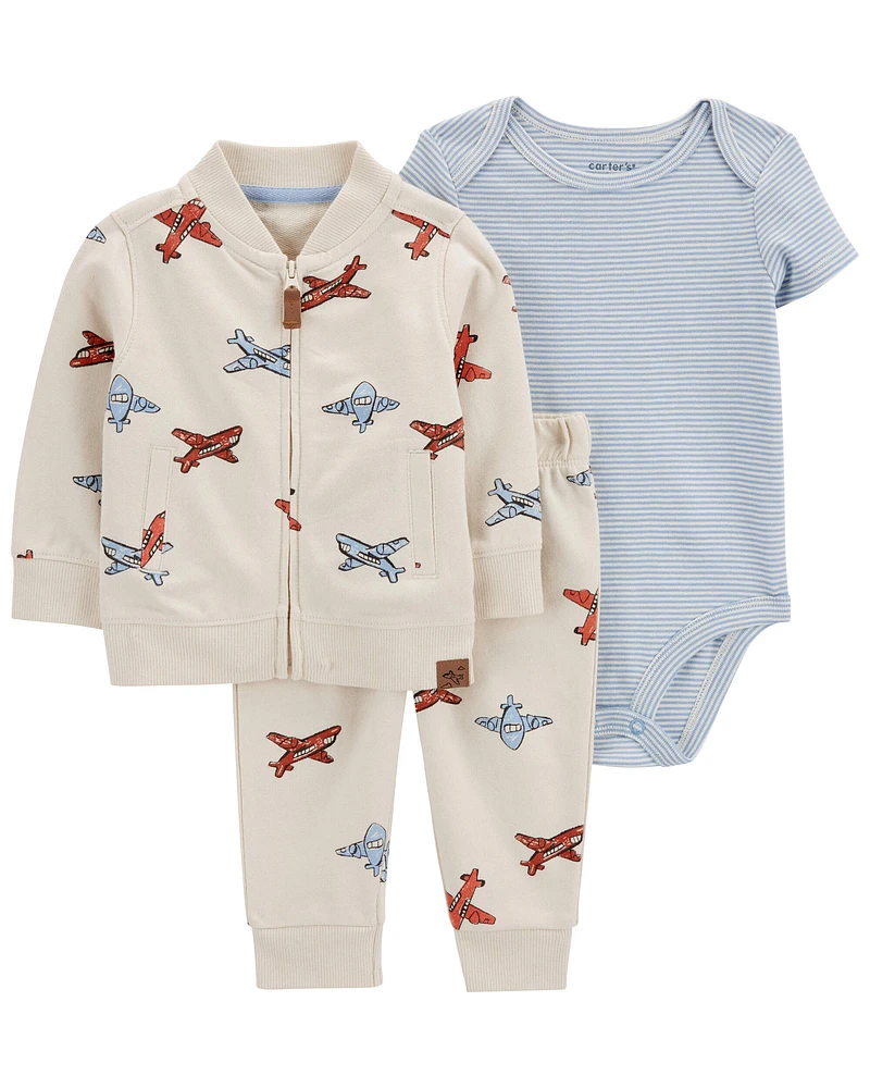 Baby 3-Piece Airplane Little Cardigan Set