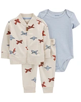 Baby 3-Piece Airplane Little Cardigan Set