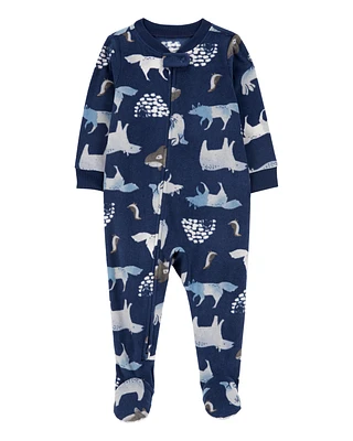 Baby 1-Piece Arctic Animal Print Fleece Footie Pyjamas