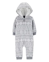 Baby Fair Isle Hooded Fleece Jumpsuit