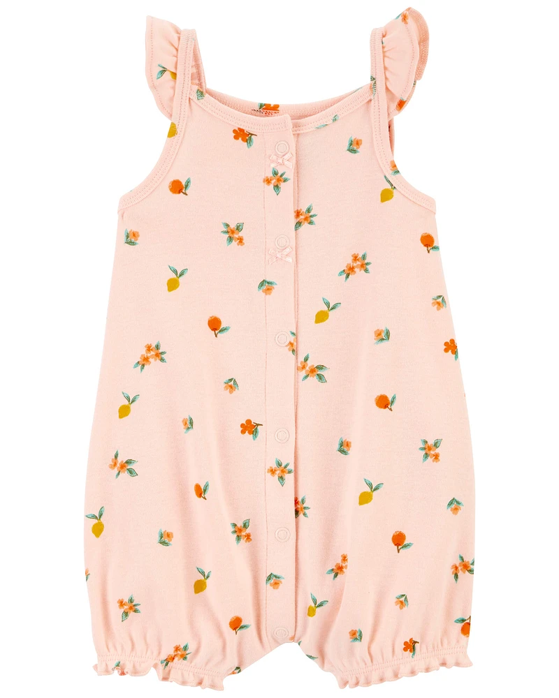 Baby Peach Snap-Up Cotton Romper