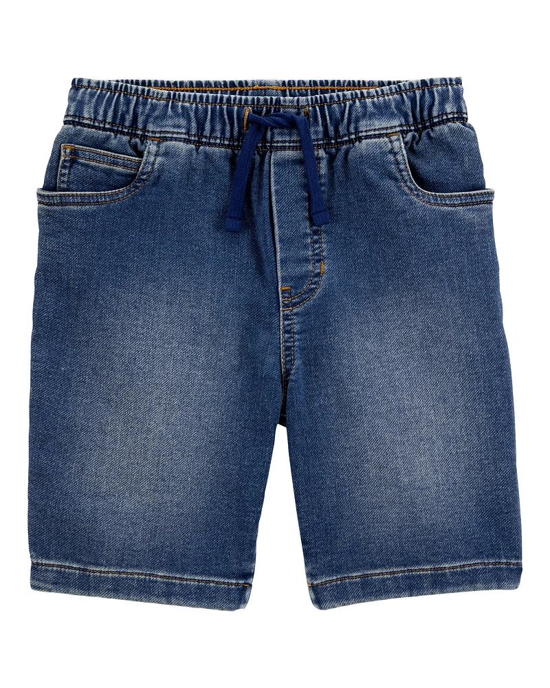 Kid Pull-On Denim Shorts - Navy