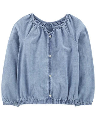 Chambray Button-Front Shirt