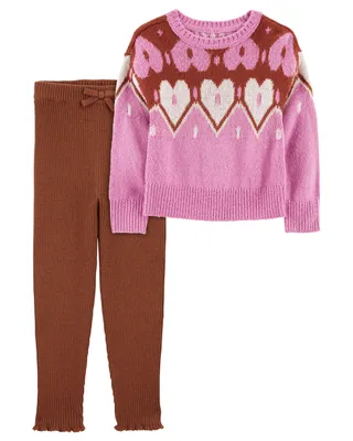 Toddler 2-Piece Mohair-Like Sweater & Ribbed Knit Pants