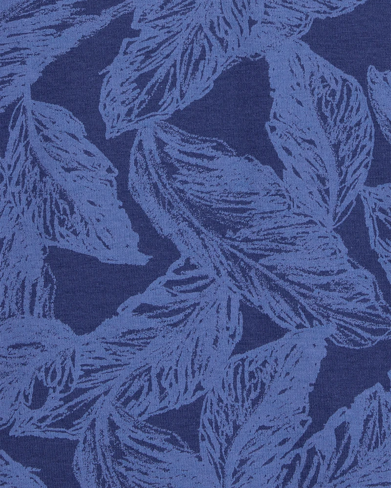 Kid Leaf Print Short-Sleeve Polo - Navy