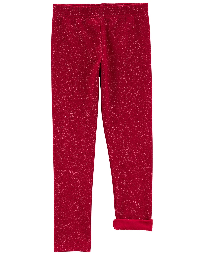 Kid Glitter Cozy Fleece Leggings