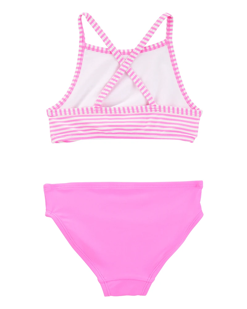 Toddler Girl 3-Piece Tropical Flamingo Print Rashguard Swim Set