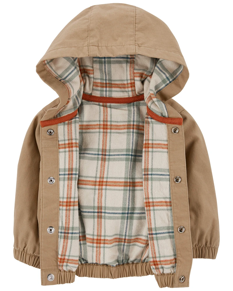 Baby Canvas Hooded Snap-Up Jacket