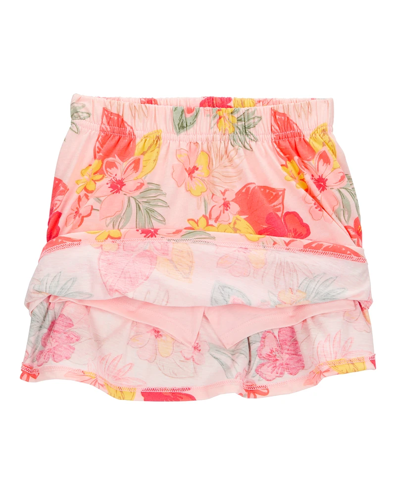 Toddler 2-Piece Ribbed Tank & Floral Pull-On Skort Set - Pink