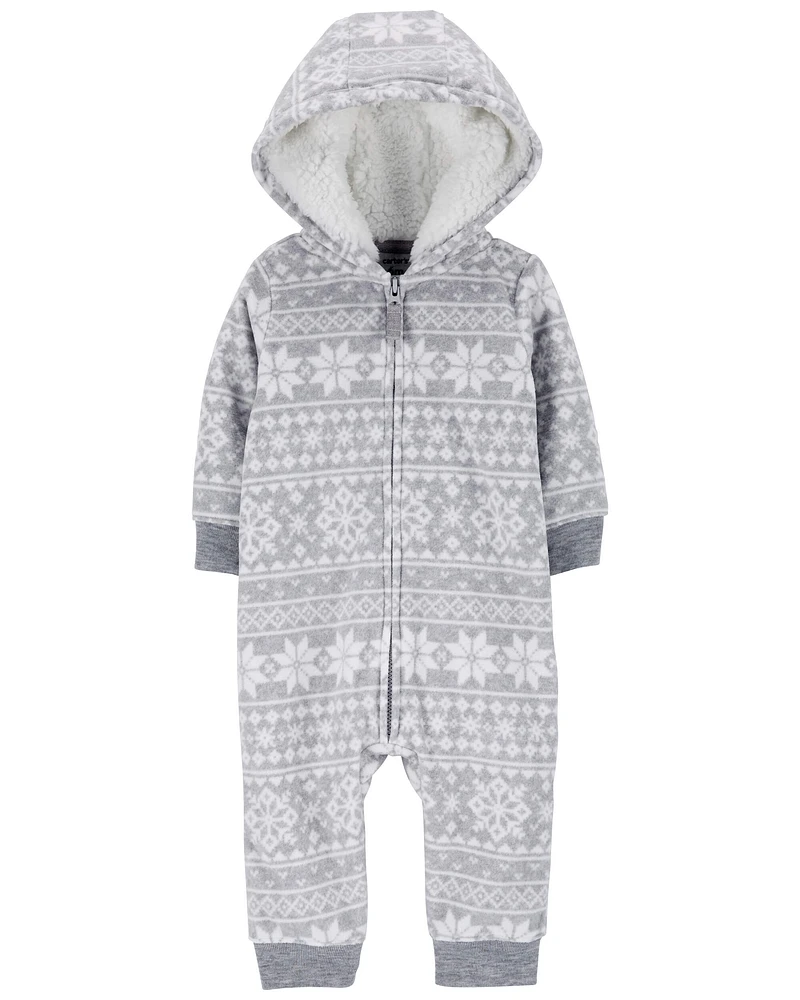 Baby Fair Isle Hooded Fleece Jumpsuit