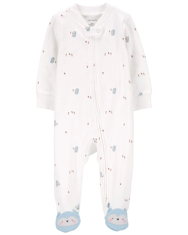 Owl 2-Way Zip Cotton Sleep & Play Pajamas