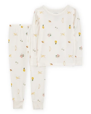Toddler Tropical Print PurelySoft 2-Piece Pyjamas - Ivory