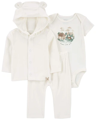 Baby 3-Piece Fuzzy Little Cardigan Set