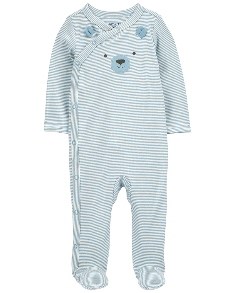 Bear Snap-Up Cotton Sleeper Pyjamas