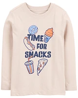 Time For Snacks Cotton Blend Long-Sleeve Tee - Khaki