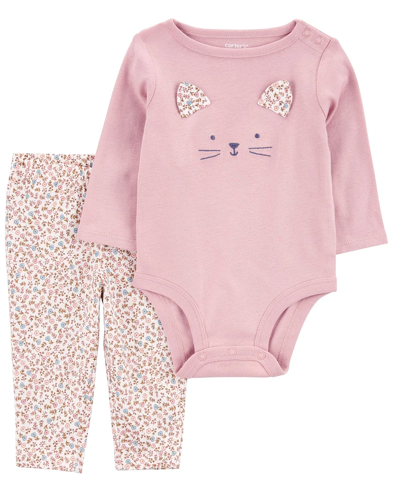 Baby 2-Piece Cat Bodysuit Pant Set