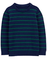 Kid Navy Green Striped Sweater