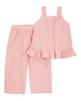 Toddler 2-Piece Button-Down Tank & Pull-On Pant Set
