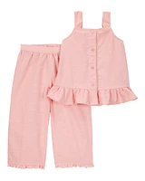 Toddler 2-Piece Button-Down Tank & Pull-On Pant Set
