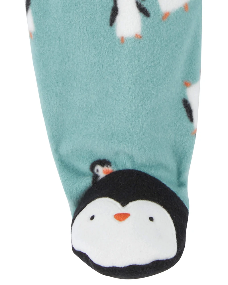 Baby Penguin Fleece Zip-Up Footie Sleeper Pyjamas