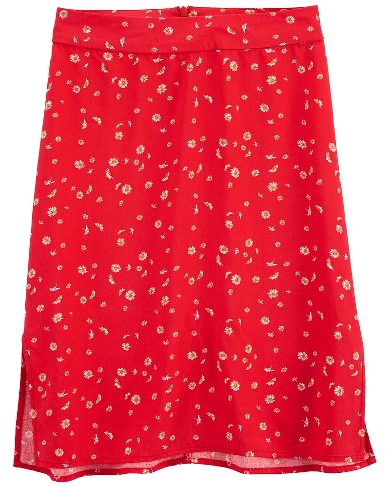 Kid Floral Rayon Midi Skirt