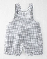Baby Organic Cotton Checkered-Print Shortalls