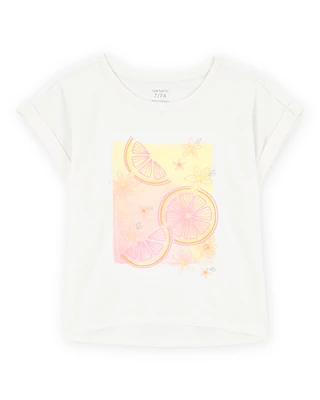 Kid Short-Sleeve Lemon Fashion Top - Ivory