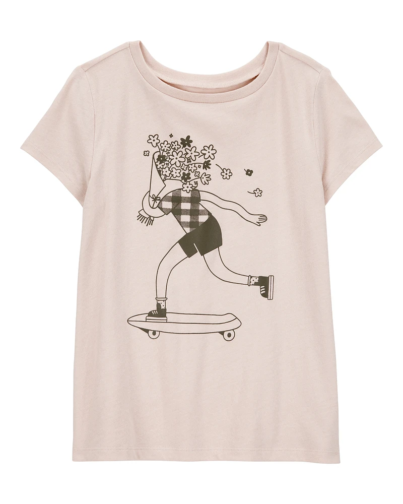 Kid Floral Skater Girl Graphic Tee