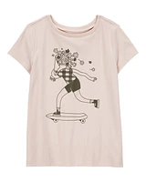 Kid Floral Skater Girl Graphic Tee