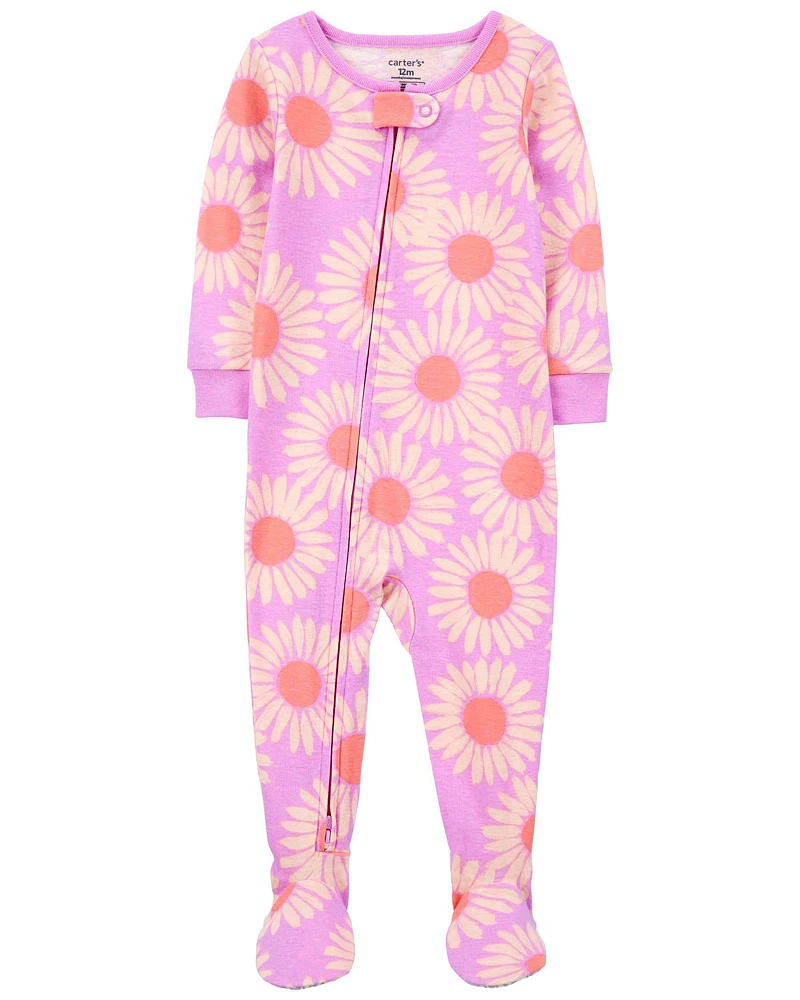 Toddler 1-Piece Sunflower 100% Snug Fit Cotton Footed Pyjamas