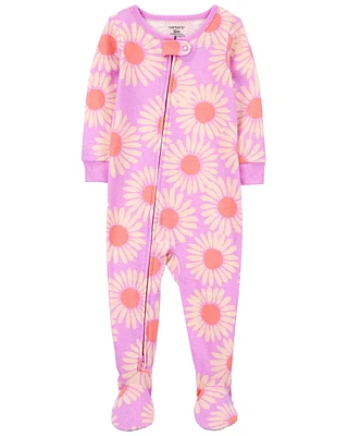 Toddler 1-Piece Sunflower 100% Snug Fit Cotton Footed Pyjamas