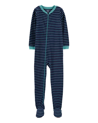 Kid 1-Piece Striped Fleece Footie Pyjamas