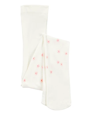 Toddler Floral Tights - Cream