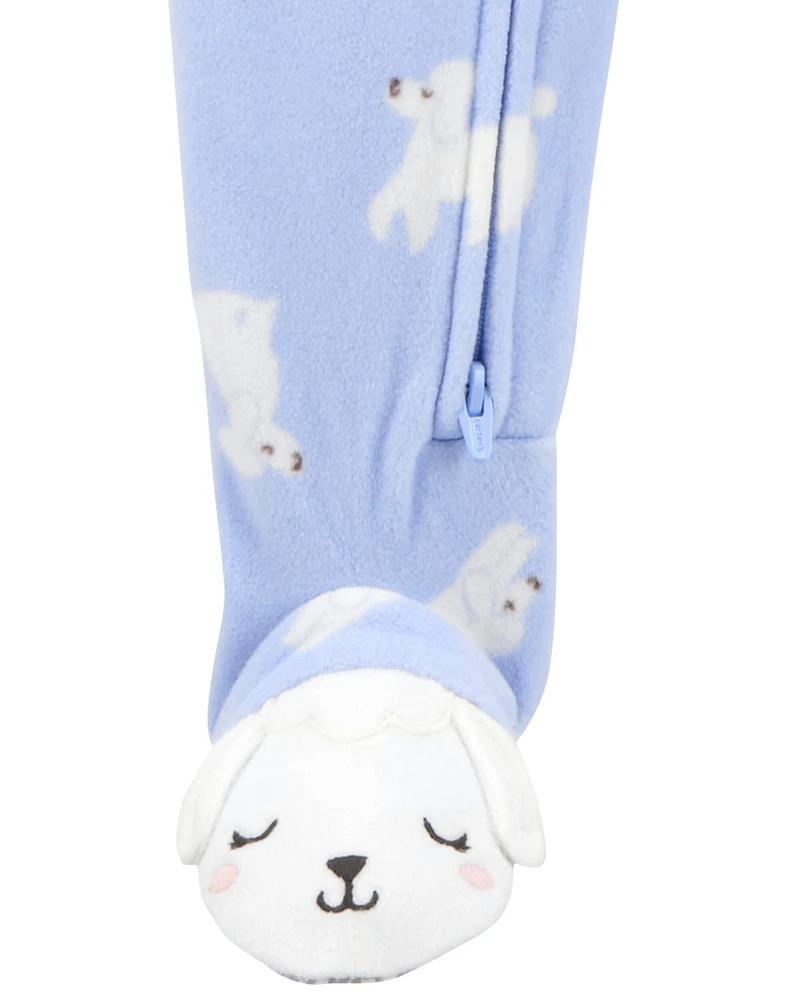 1-Piece Dog Fleece Footie Pyjamas