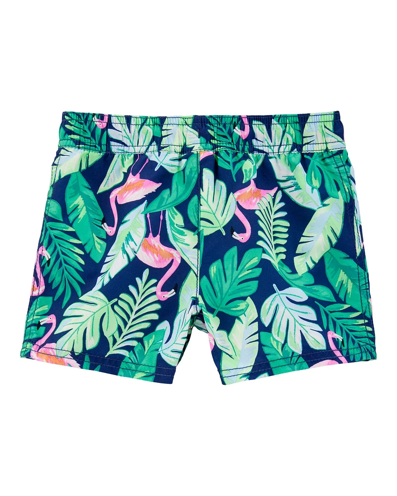 Toddler Tropical Print Swim Trunks