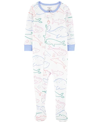 1-Piece Whale Thermal Footie Pyjamas