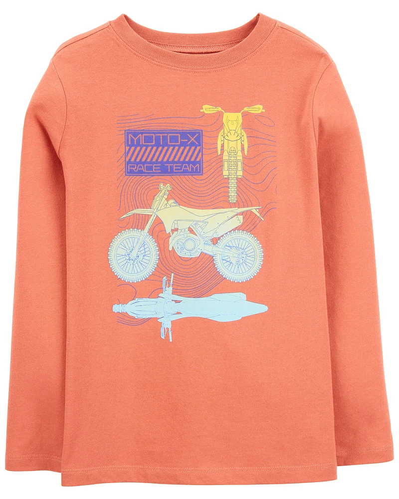 Kid Bicycle BMX Cotton Blend Long-Sleeve Tee - Orange