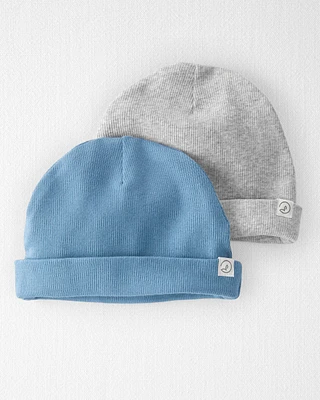 Baby 2-Pack Organic Cotton Rib Caps