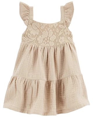 Lace Tiered Flutter Dress