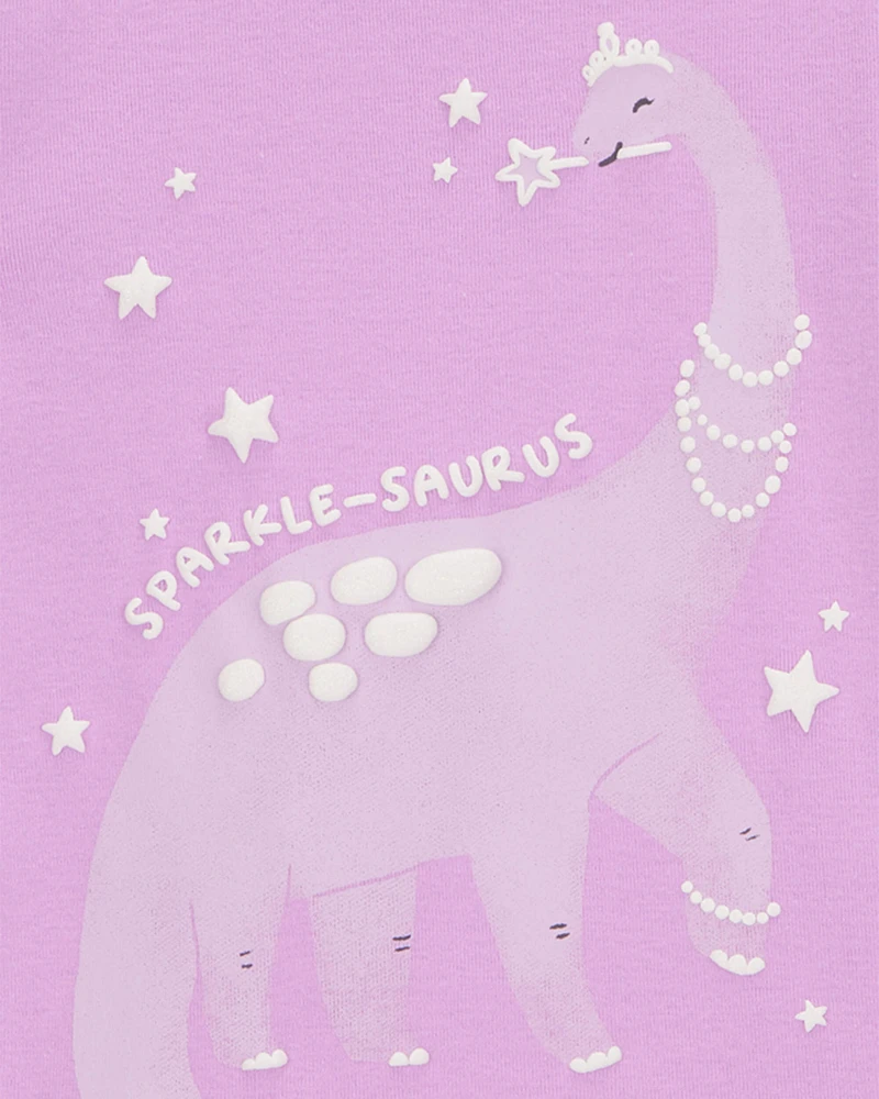 Toddler Dinosaur Print Snug Fit Cotton 4-Piece Pyjamas