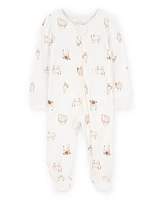 Baby Farm Animals Print 2-Way Zip PurelySoft Sleeper Pyjamas - Ivory