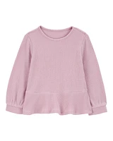 Toddler Waffle Knit Thermal Peplum Top