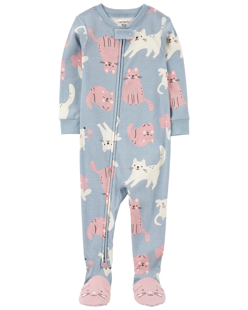 Baby 1-Piece Cat 100% Snug Fit Cotton Footie Pajamas