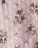 Baby Quilted Double Knit Floral Pram Made with Organic Cotton