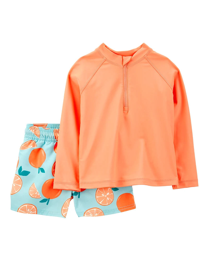 Baby 2-Piece Orange Print Rashguard Set