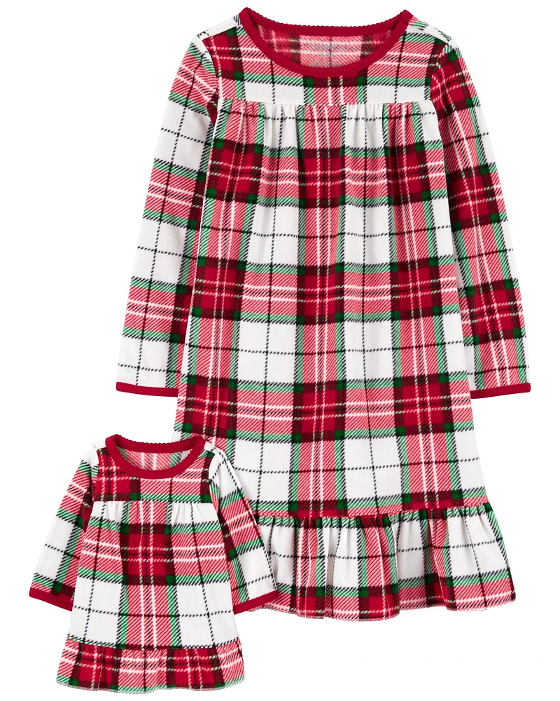 2-Piece Fleece Nightgown & Matching Doll