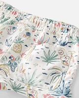 Baby Recycled Tropical-Print Swim Trunks